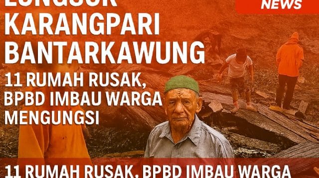 Longsor di Desa Karangpari Kecamatan Bantarkawung Brebes merusak rumah warga