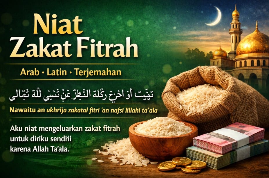 Ilustrasi umat Muslim menunaikan zakat fitrah dengan beras menjelang Idulfitri