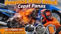 Ilustrasi mesin motor bebek yang mengalami overheat karena kurang perawatan