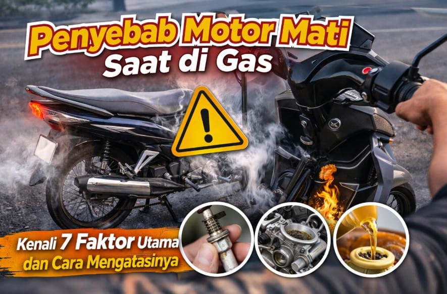 Penyebab Motor Mati Saat di Gas dan Cara Mengatasinya Ilustrasi pengendara memeriksa mesin motor yang mati saat di gas