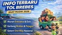Gerbang tol Brebes saat pemberlakuan rekayasa lalu lintas one way arus mudik Lebaran 2026