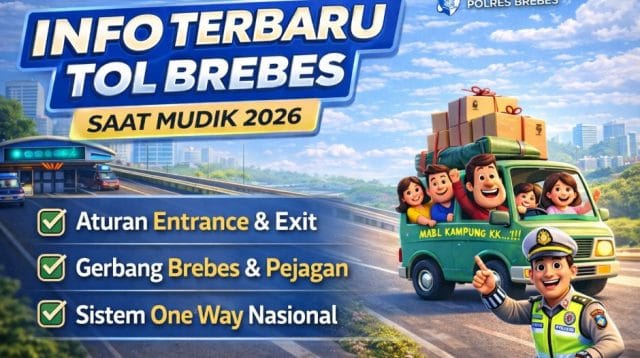 Gerbang tol Brebes saat pemberlakuan rekayasa lalu lintas one way arus mudik Lebaran 2026