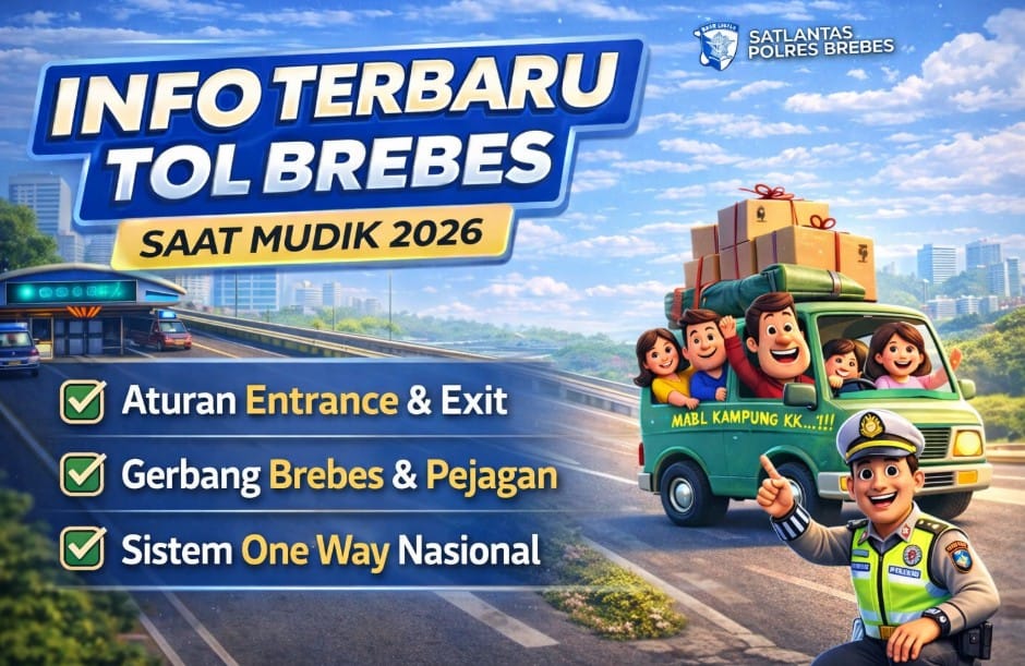 Gerbang tol Brebes saat pemberlakuan rekayasa lalu lintas one way arus mudik Lebaran 2026