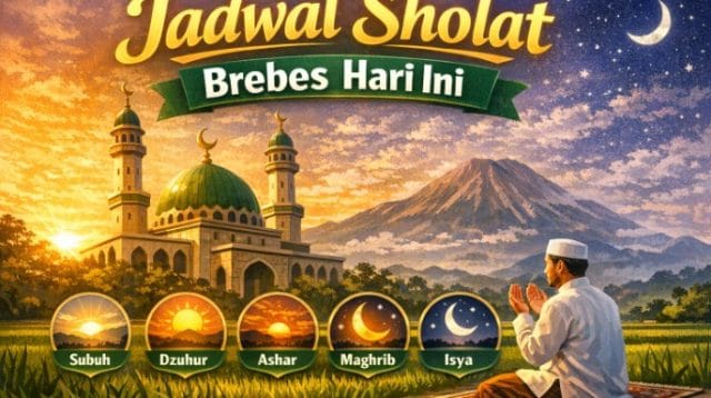 Pemandangan menara masjid saat fajar menyingsing sebagai ilustrasi jadwal sholat Brebes hari ini