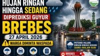 prakiraan cuaca Brebes 27 April 2026 hujan ringan sedang BMKG